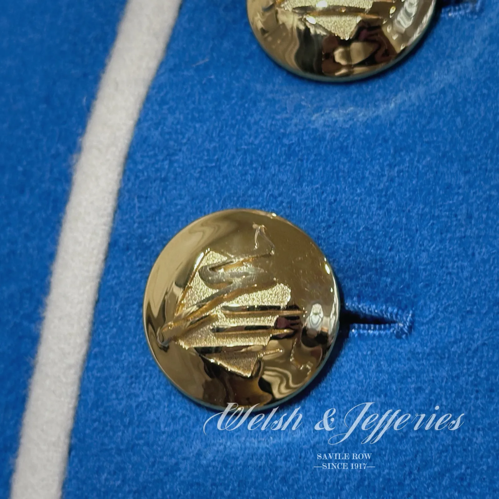 Polished gilt tunic button bearing a raised heraldic device.